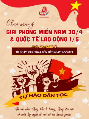 Thông báo lịch nghỉ lễ Giải phóng miền Nam (30/4) và Quốc tế lao động (1/5)